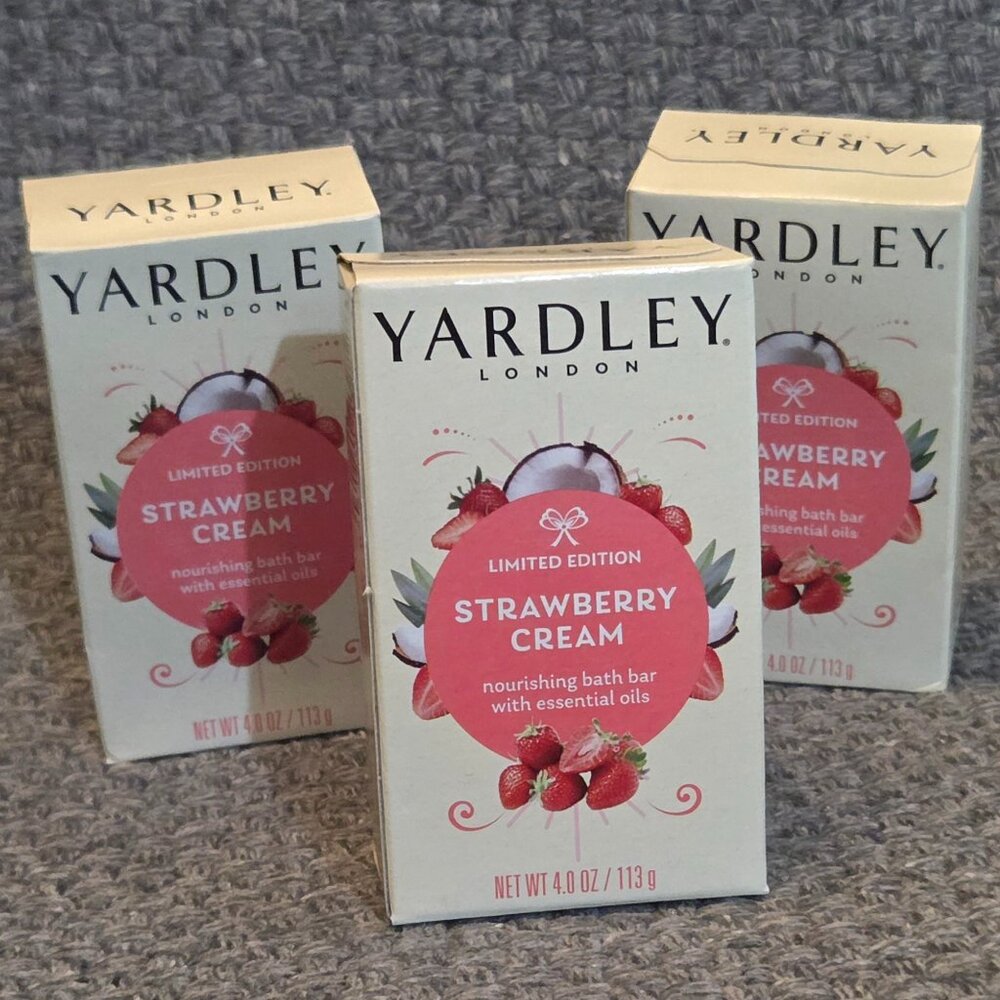 Yardley London Soap Bath Bar Strawberry Cream 4 Oz (Pack Of 3)